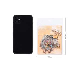 Macro detail of Sunset Orange Blossom floral stickers and PET material packaging labels