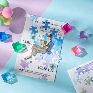 Set di Adesivi Washi in Acquerello Artistico Modello di Puzzle Adesivi Decorativi per Fai da Te Scrapbooking Diario