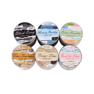 Set of six vintage-style washi tapes for DIY scrapbooking in various colors and designs
