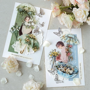 Vintage Flower Umbrella Concerto PET Sticker Pack Watercolor Floral Decorative Decals For DIY Scrapbooking Journaling Art Crafts
