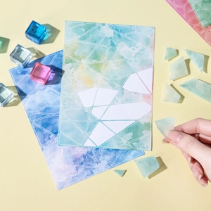 Set di adesivi acquerello fai-da-te per scrapbooking con cornici geometriche toni pastello