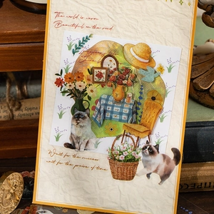 Autocollants rétro dessinés à la main avec scènes de maison et tournesols pour DIY