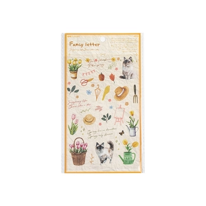 Autocollants pastoraux avec chats et fleurs pour scrapbooking au style vintage