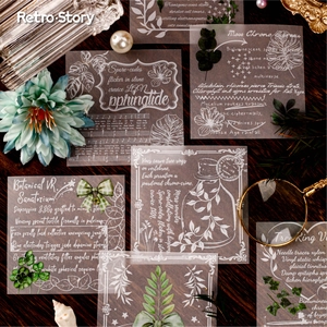 20 Blatt Retro Transparentes Pergamentpapier Notizblöcke Für Scrapbooking DIY Journaling Vintage Botanische Schmetterling Deko Material