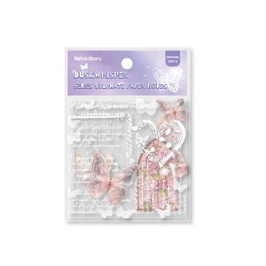 Retro Story 20 Stk. Vintage Schmetterling Blumen Transparent-Aufkleber für Scrapbooking