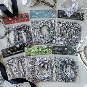 Silberne Retro-Hohlrahmen-Aufkleber mit Rosen und Schmetterlingen für DIY-Scrapbooking