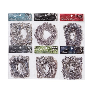 Vintage Silber geprägte hohle Silhouetten Aufkleber für DIY Scrapbooking und Journal