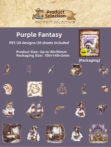 Detail showing 20 nautical PET stickers including pirate ships and treasure map elements