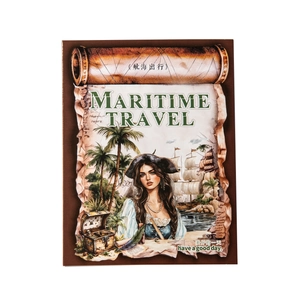 Nautical theme PET stickers with maritime travel illustrations and vintage pirate ship designs