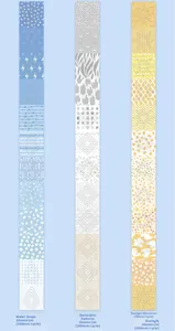 Dettaglio di nastro decorativo da 30mm con motivi geometrici e a stella