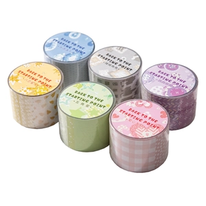 Set di 6 nastri washi colorati con motivi geometrici serie ritorno al punto di partenza