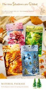 Close-up of Forest Silhouette stickers with gold foil details for scrapbooking