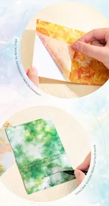 Detail of self-adhesive watercolor art stickers with high-quality paper texture for DIY