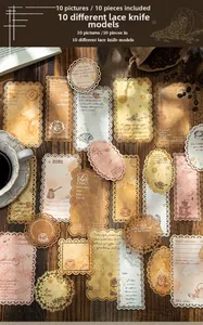 Close-up of vintage coffee themed lace hollowed material paper for DIY scrapbooking