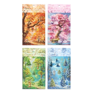 Four seasons landscape stickers set with gold foil detailing for journaling 4pcs