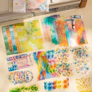 80-piece watercolor aesthetic DIY scrapbooking material set with floral and butterfly motifs