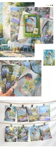 Dettaglio di 20 carte collage vintage ad acquerello con motivi floreali impressionisti