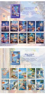 Dettaglio di carta vintage acquerello con i motivi Night Flame e Blue Island Dream