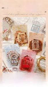 Dettaglio di 10 schede in carta strutturata a forma di finestra retrò per scrapbooking