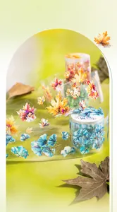 Detail of PET decorative tape featuring maple leaves and shell light laser effect