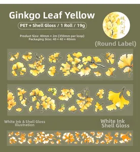 Details von Ginkgo-PET-Klebeband mit Muschelglanz und Maßen von 40mm x 2m für DIY