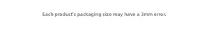 Detail view showing a 3mm size error disclaimer for vintage sticker packaging