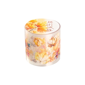 Washi Tape Rolle mit herbstlichen Blättern und Muschelglanz für DIY Scrapbooking Deko