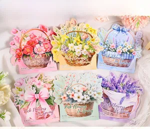 Detail of 12 pieces PET flower basket stickers with special process for DIY journals