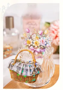 Detailed macro view of decorative flower basket PET stickers with shell light finish