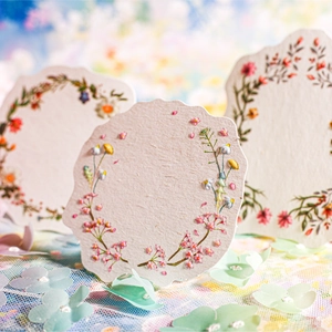Retro floral border paper cards with scalloped edges for DIY journaling and decoration