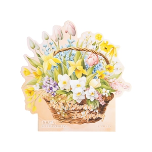12er Set PET-Blumenaufkleber mit Frühlingsblumenkörben, Tulpen und Narzissenmotive