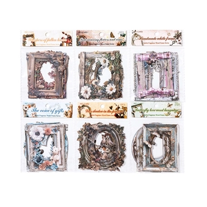 Autocollants cadres vintage embossés pour scrapbooking avec 6 motifs nature évidés