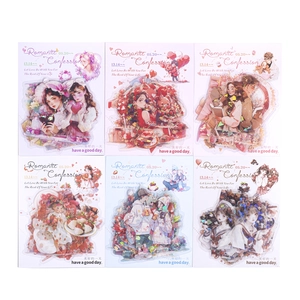Romantic Confession PET stickers set with six heart and couple hand-drawn designs