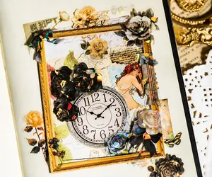 Details von Vintage Blumen-PET-Tape mit Laser-Finish auf Scrapbooking-Layouts