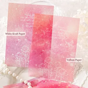 Ästhetisches Scrapbook-Papier mit rosa Aquarell, weißen Rosenmustern und Spitze