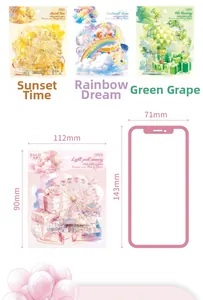 Detailed size comparison of dream-themed PET decorative stickers with a smartphone