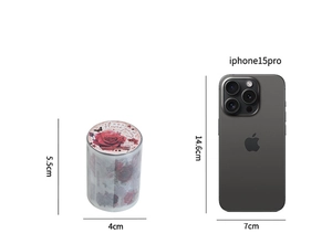 Détail du ruban PET Rose Island montrant une hauteur de 5,5 cm et comparaison de taille
