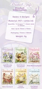 Detail of PET floral stickers with white ink process and floating cloud dream theme