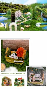 Detailed close-up of waterproof PET scenery stickers showing vintage garden architecture