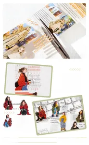 Macro detail of waterproof autumn girl PET stickers on journal with vintage text