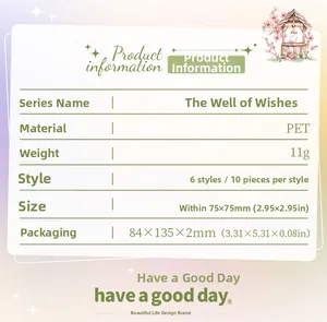 Detailed product specification chart for PET waterproof floral themed stickers