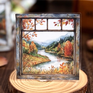 Nature Viewfinder Scenery PET Sticker Pack Vintage Artistic Window Landscape DIY Scrapbooking Journaling Material Decorative Sticker Set