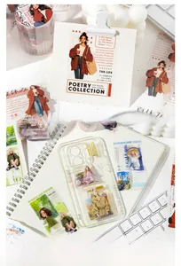 Detail of PET decorative tape with magazine style illustrations for DIY phone case decor