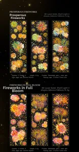 Détail des autocollants PET feu d'artifice avec dorure laser et finition nacrée