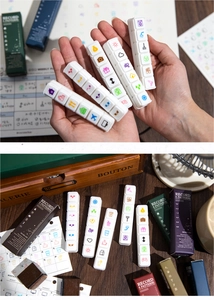 Dettaglio del timbro a 6 motivi per scrapbooking e pianificazione quotidiana