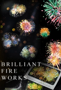 Vue détaillée d'autocollants feu d'artifice en PET avec détails métallisés brillants