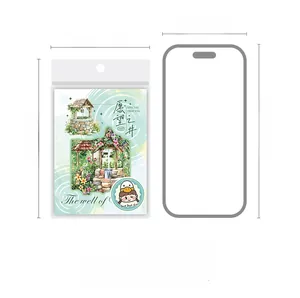 Garden themed sticker pack size reference showing 135mm x 84mm packaging dimensions