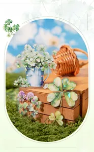 Detail of clover stickers with shell light finish and special oil texture for DIY