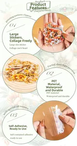 Close-up of waterproof PET flower and snake stickers with glossy details and adhesive back