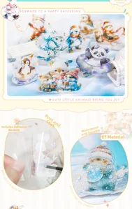 Waterproof PET stickers with cartoon panda and penguin motifs for winter scrapbooking